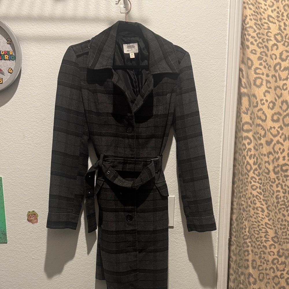 Converse Black Plaid Trench Coat